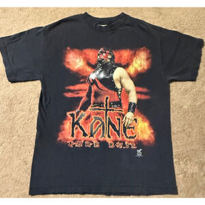Vintage WWF Kane KISS MY ASH Tee Shirt 1998 Pure Evil Size Medium M Fair Price